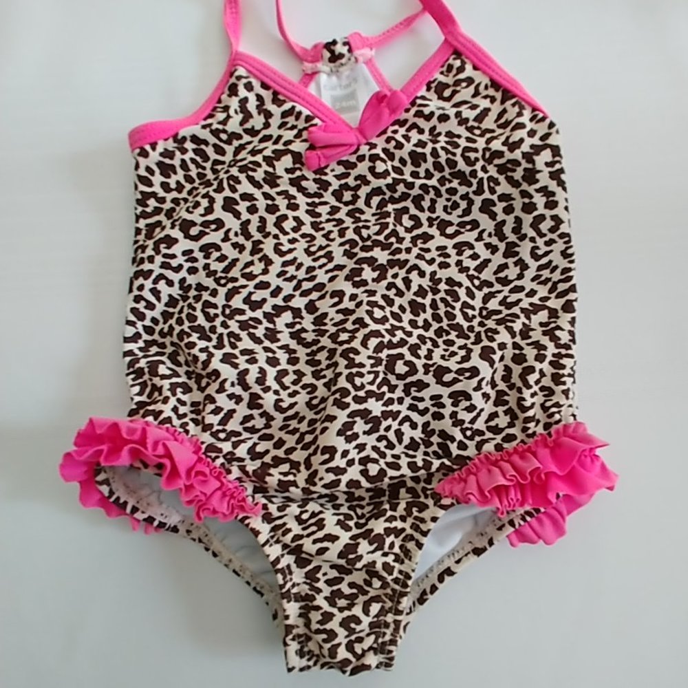 Carter's Baby Girl Leopard Ruffle Swimsuit 24 M